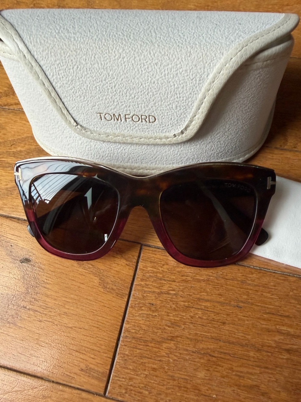 Tom Ford Tortoiseshell to Burgundy Ombre Women’s Sunglasses